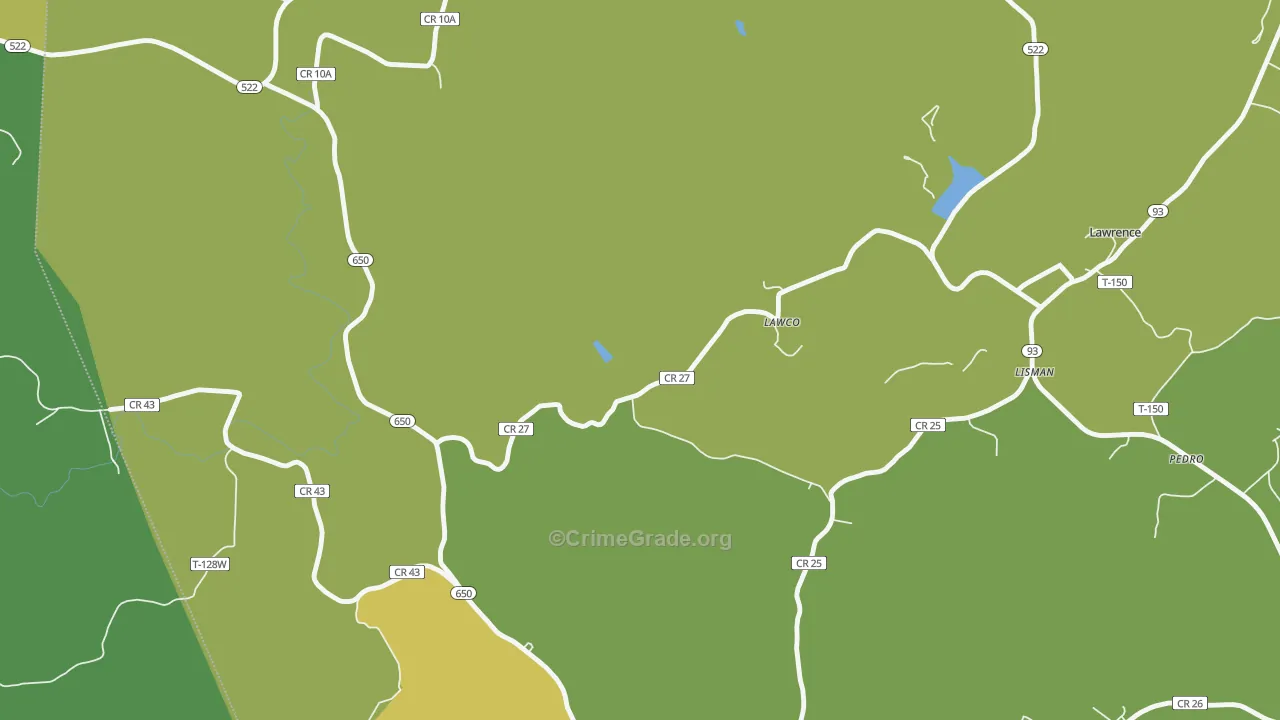 Lawco, OH Map of Drug-Related Crime Rates