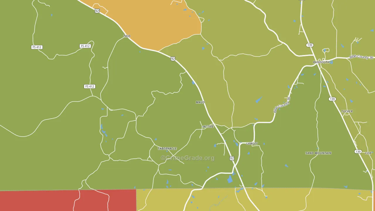 Lawley, AL Map of Drug-Related Crime Rates
