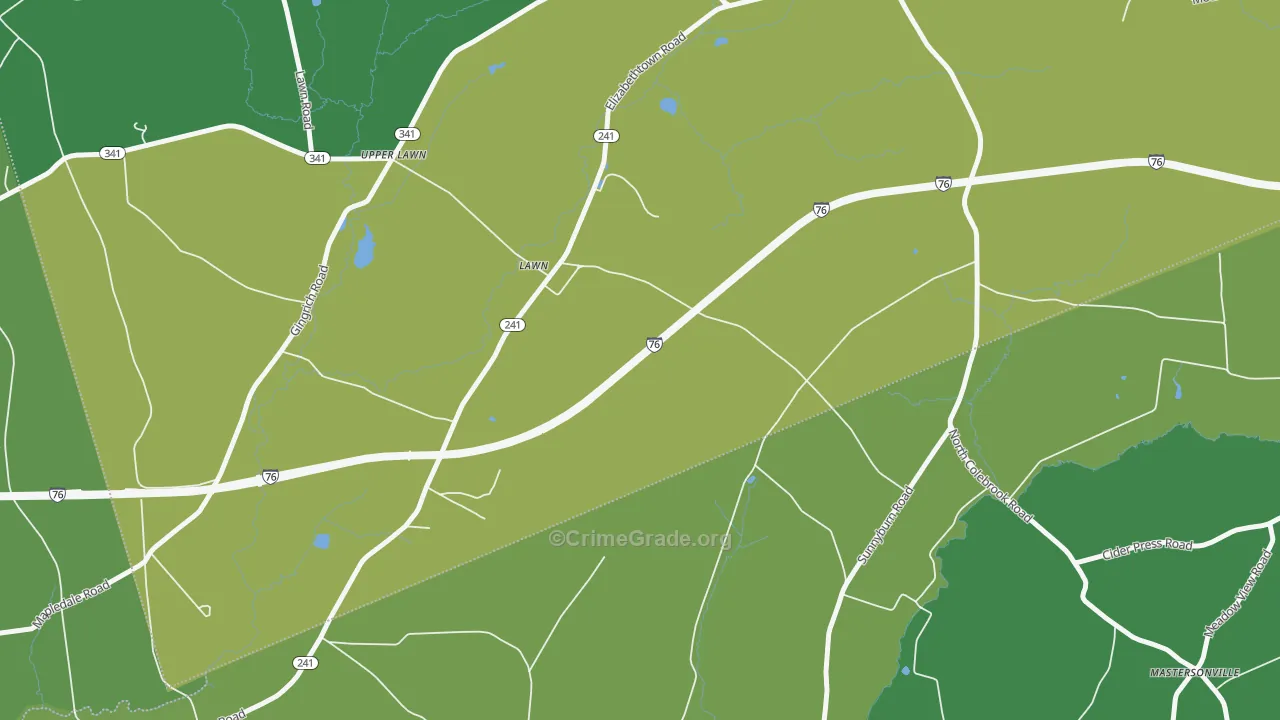 Lawn, PA Map of Drug-Related Crime Rates