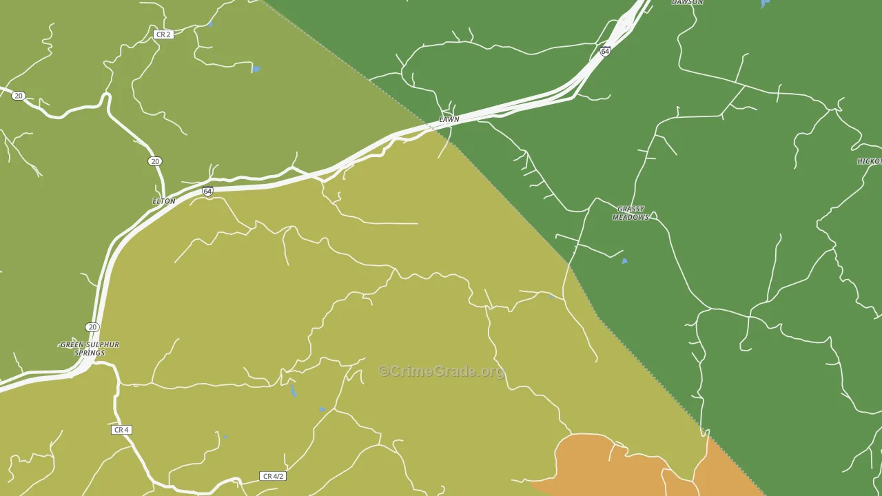 Lawn, WV Map of Drug-Related Crime Rates