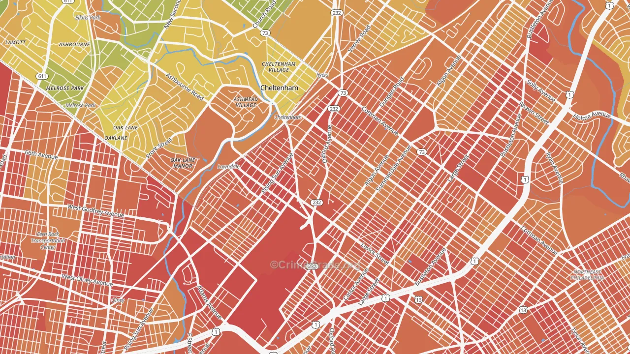 Lawndale, Philadelphia, PA Map of Drug-Related Crime Rates