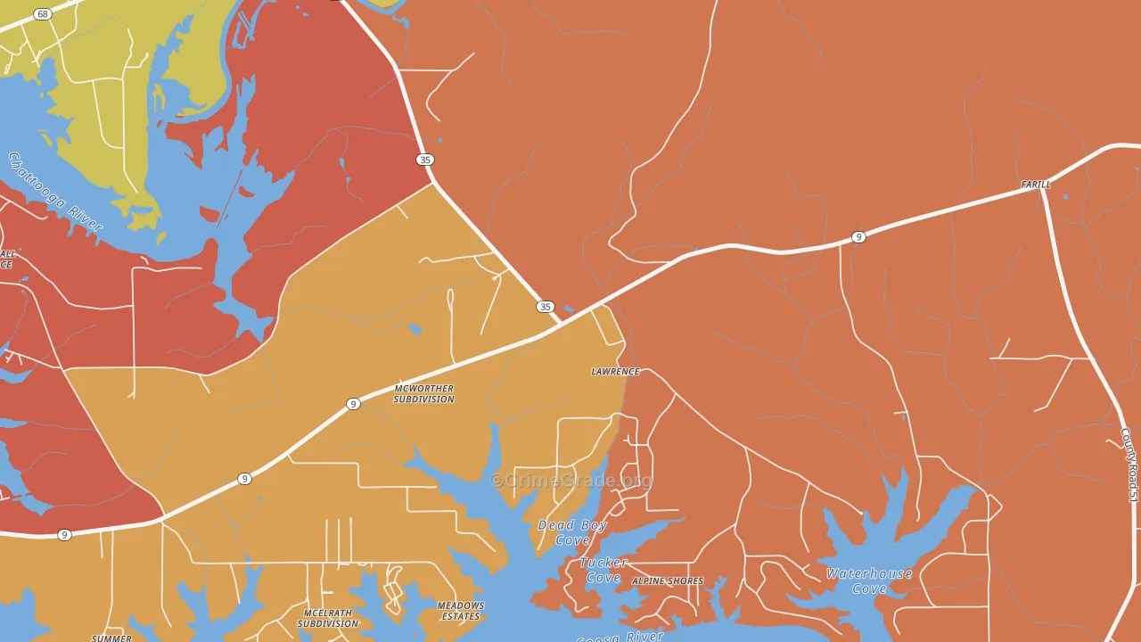 Lawrence, AL Map of Drug-Related Crime Rates