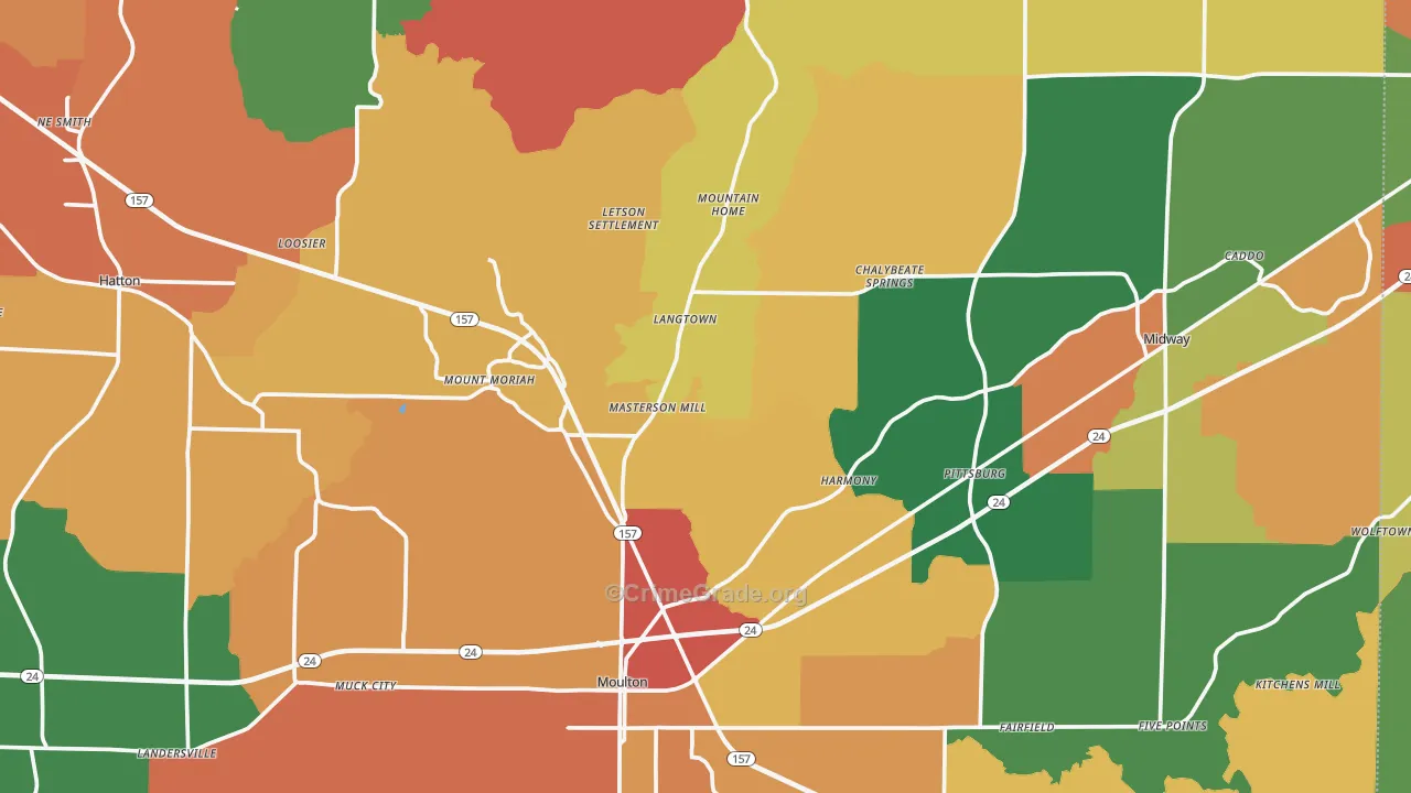 Lawrence County, AL Map of Drug-Related Crime Rates
