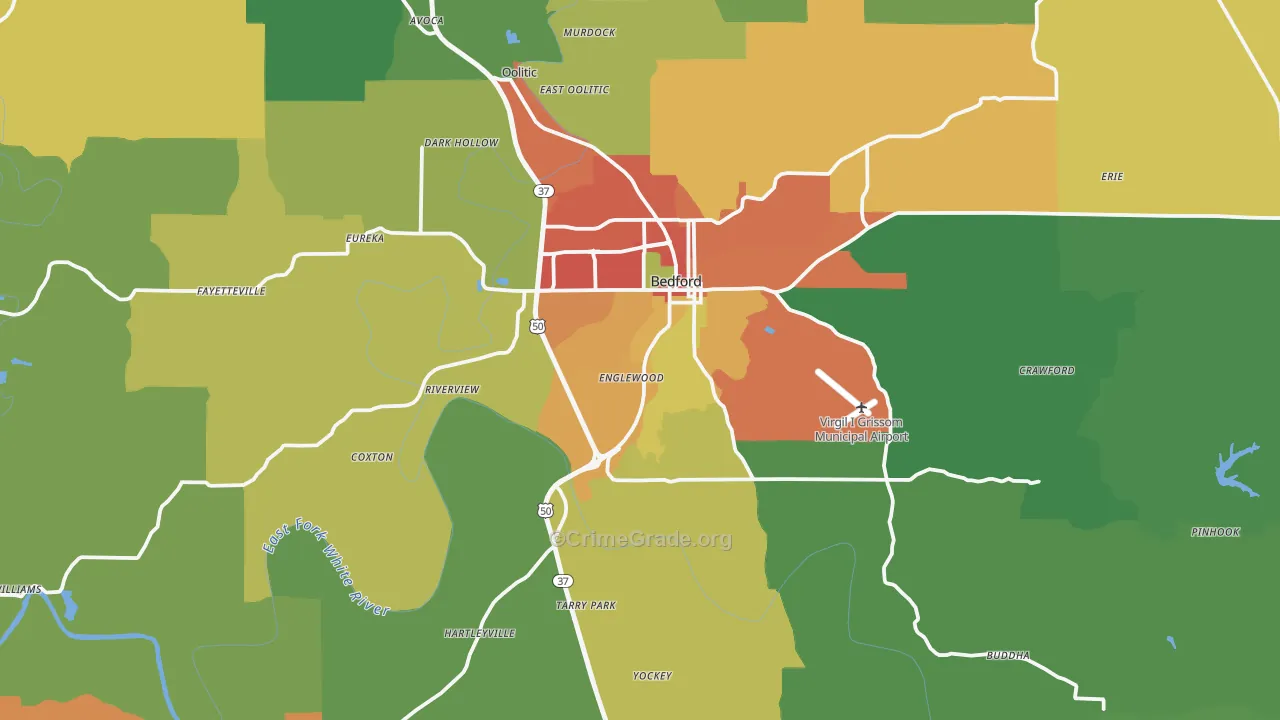 Lawrence County, IN Map of Drug-Related Crime Rates