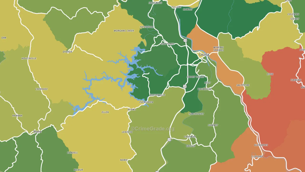 Lawrence County, KY Map of Drug-Related Crime Rates