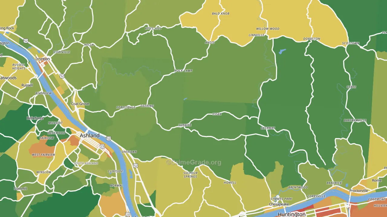 Lawrence County, OH Map of Drug-Related Crime Rates