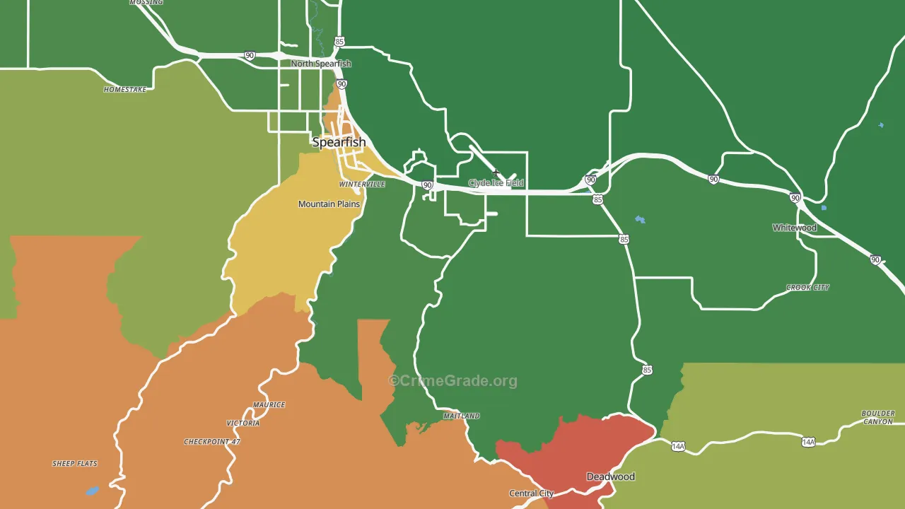 Lawrence County, SD Map of Drug-Related Crime Rates