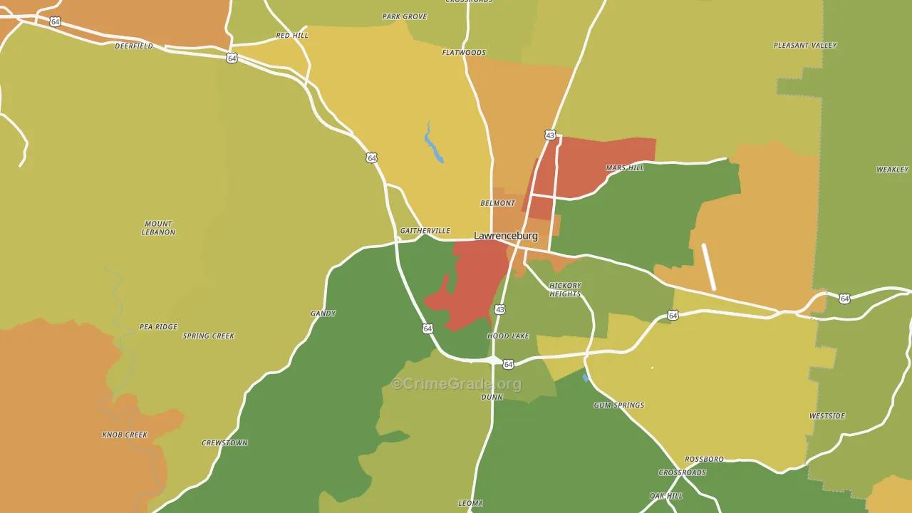 Lawrence County, TN Map of Drug-Related Crime Rates