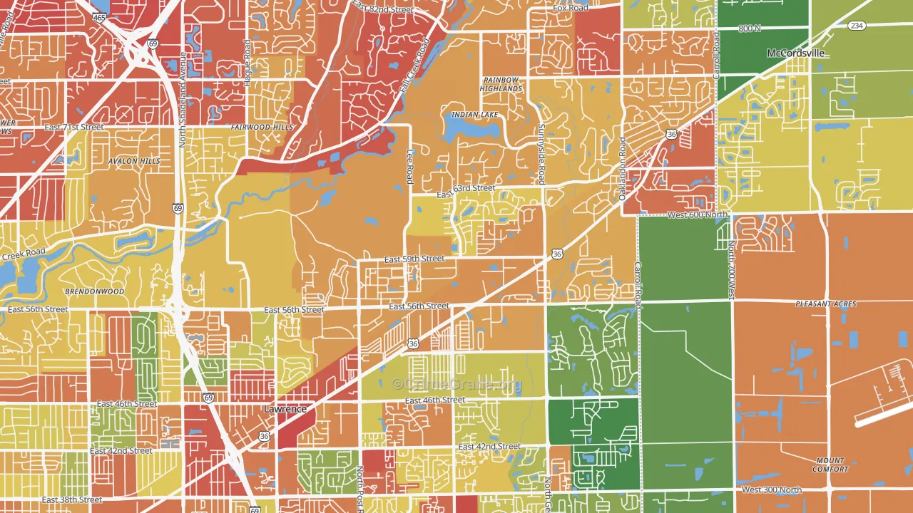Lawrence, IN Map of Drug-Related Crime Rates