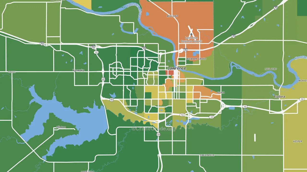 Lawrence, KS Map of Drug-Related Crime Rates