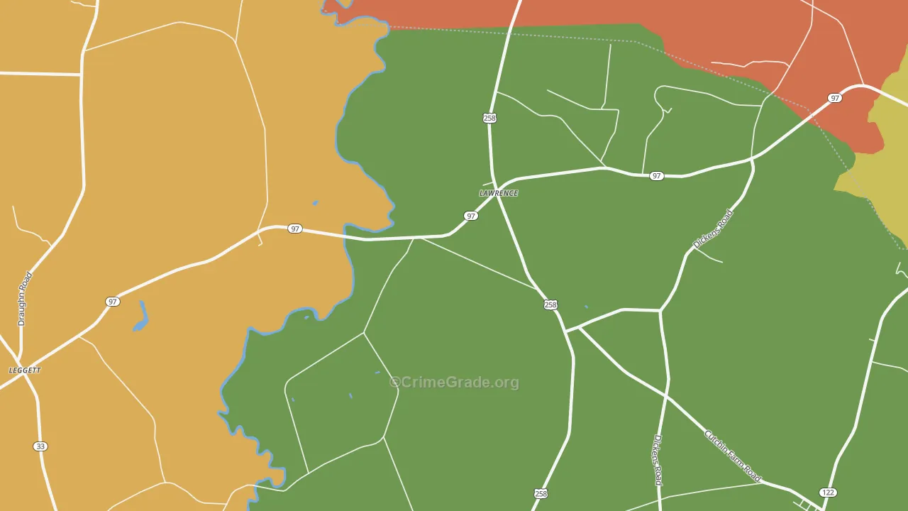 Lawrence, NC Map of Drug-Related Crime Rates