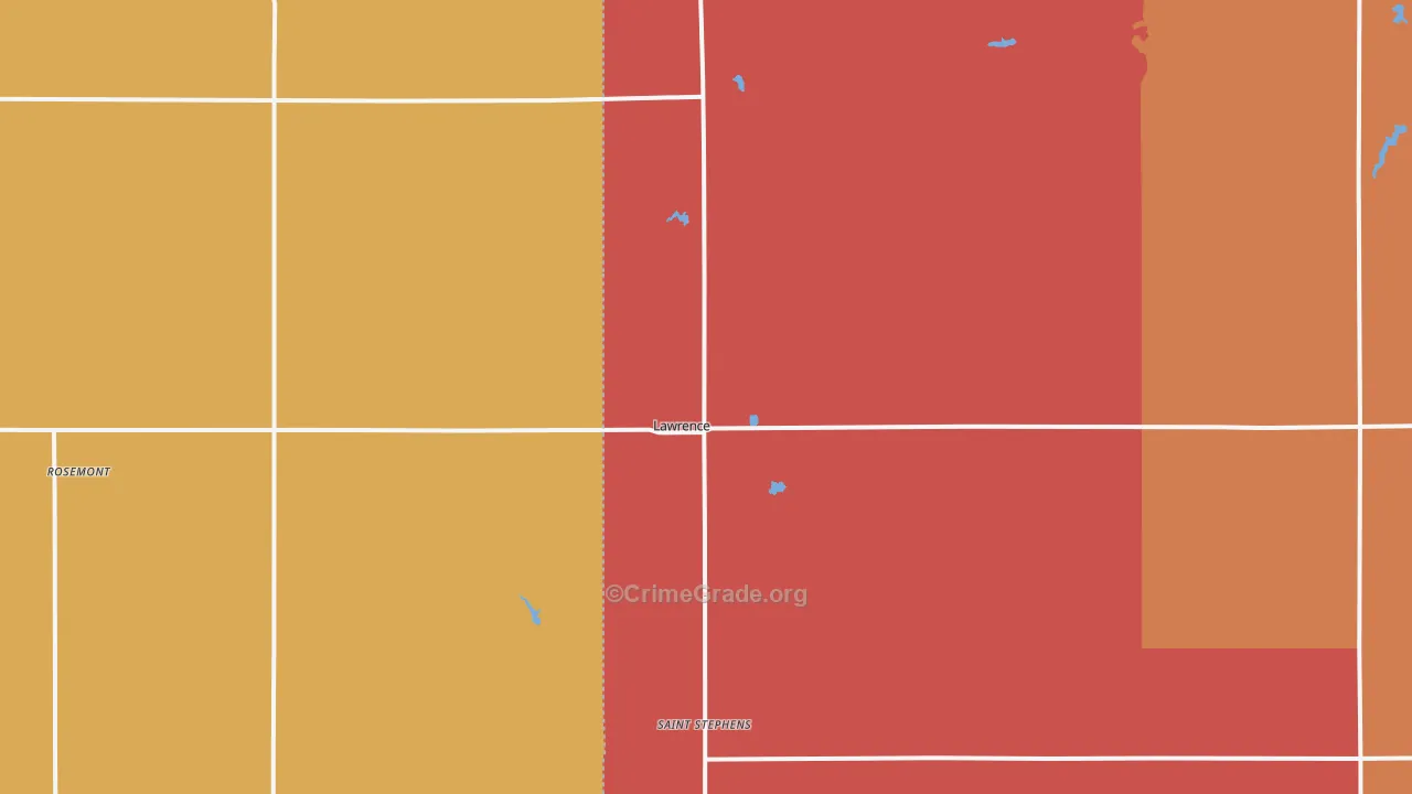 Lawrence, NE Map of Drug-Related Crime Rates