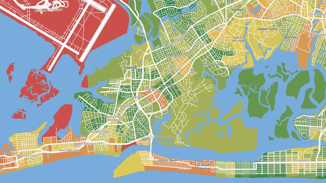 Lawrence, NY Map of Drug-Related Crime Rates