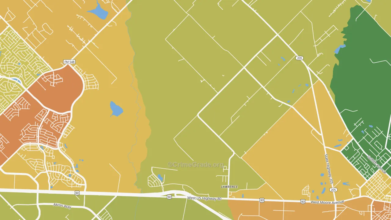 Lawrence, TX Map of Drug-Related Crime Rates