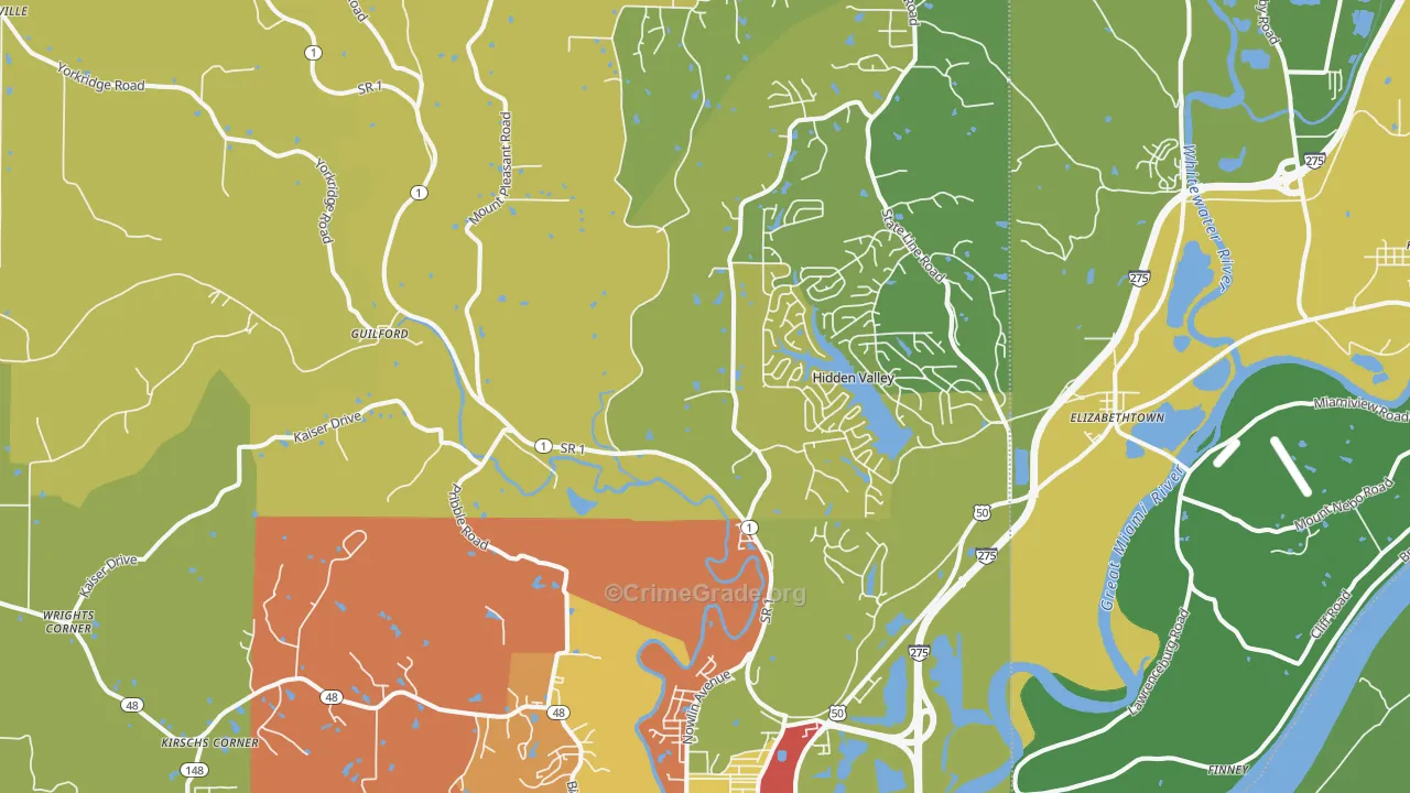 Lawrenceburg, IN Map of Drug-Related Crime Rates