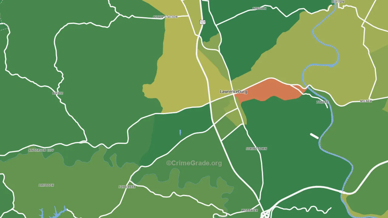 Lawrenceburg, KY Map of Drug-Related Crime Rates