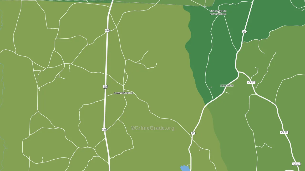 Lawrenceville, AL Map of Drug-Related Crime Rates