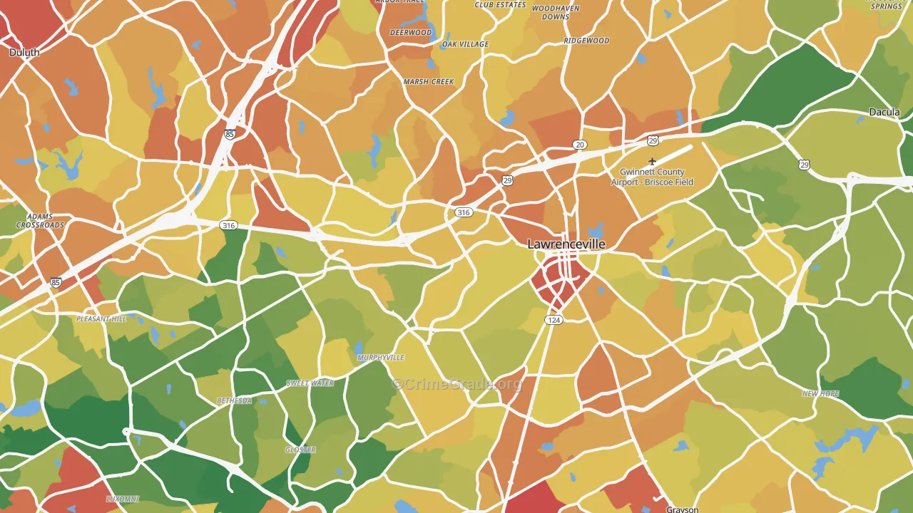 Lawrenceville, GA Map of Drug-Related Crime Rates
