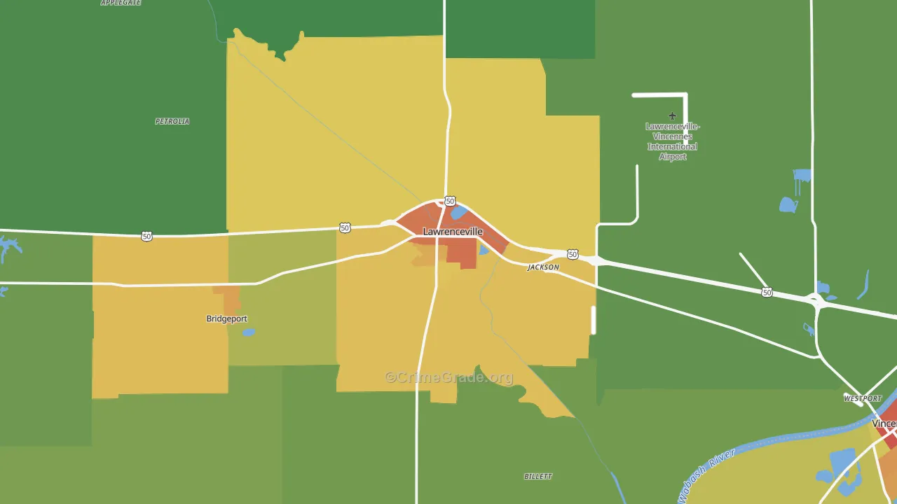 Lawrenceville, IL Map of Drug-Related Crime Rates