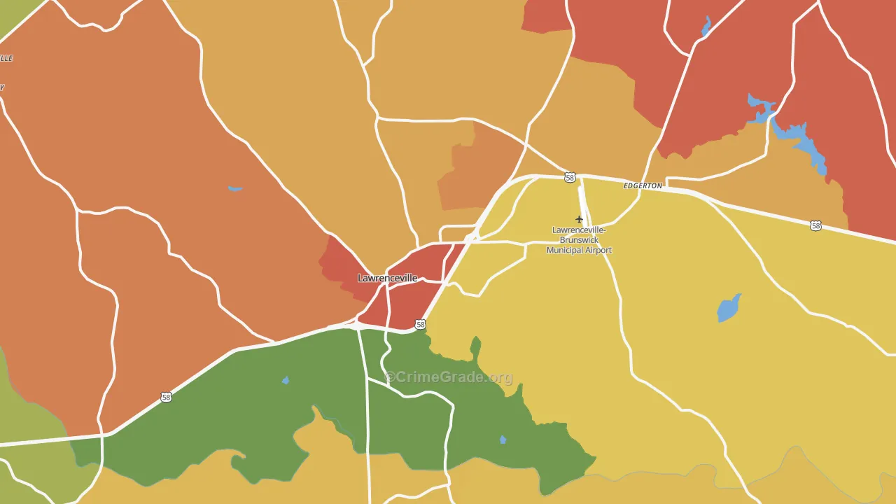 Lawrenceville, VA Map of Drug-Related Crime Rates