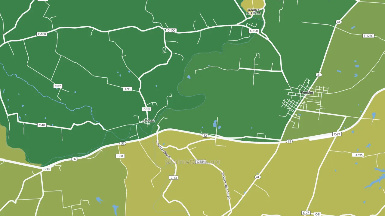 Lawshe, OH Map of Drug-Related Crime Rates
