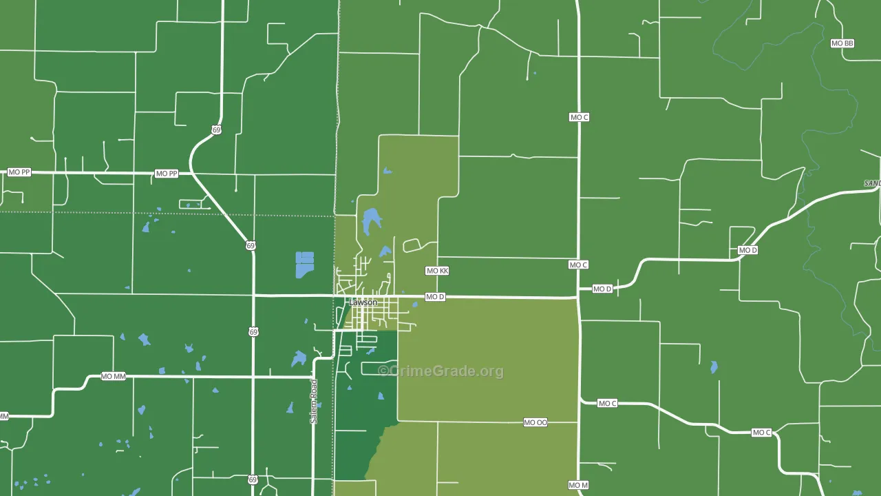 Lawson, MO Map of Drug-Related Crime Rates
