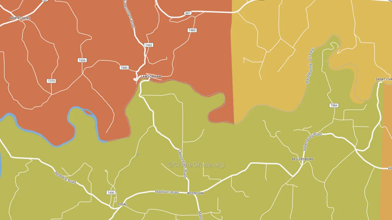 Lawsonham, PA Map of Drug-Related Crime Rates