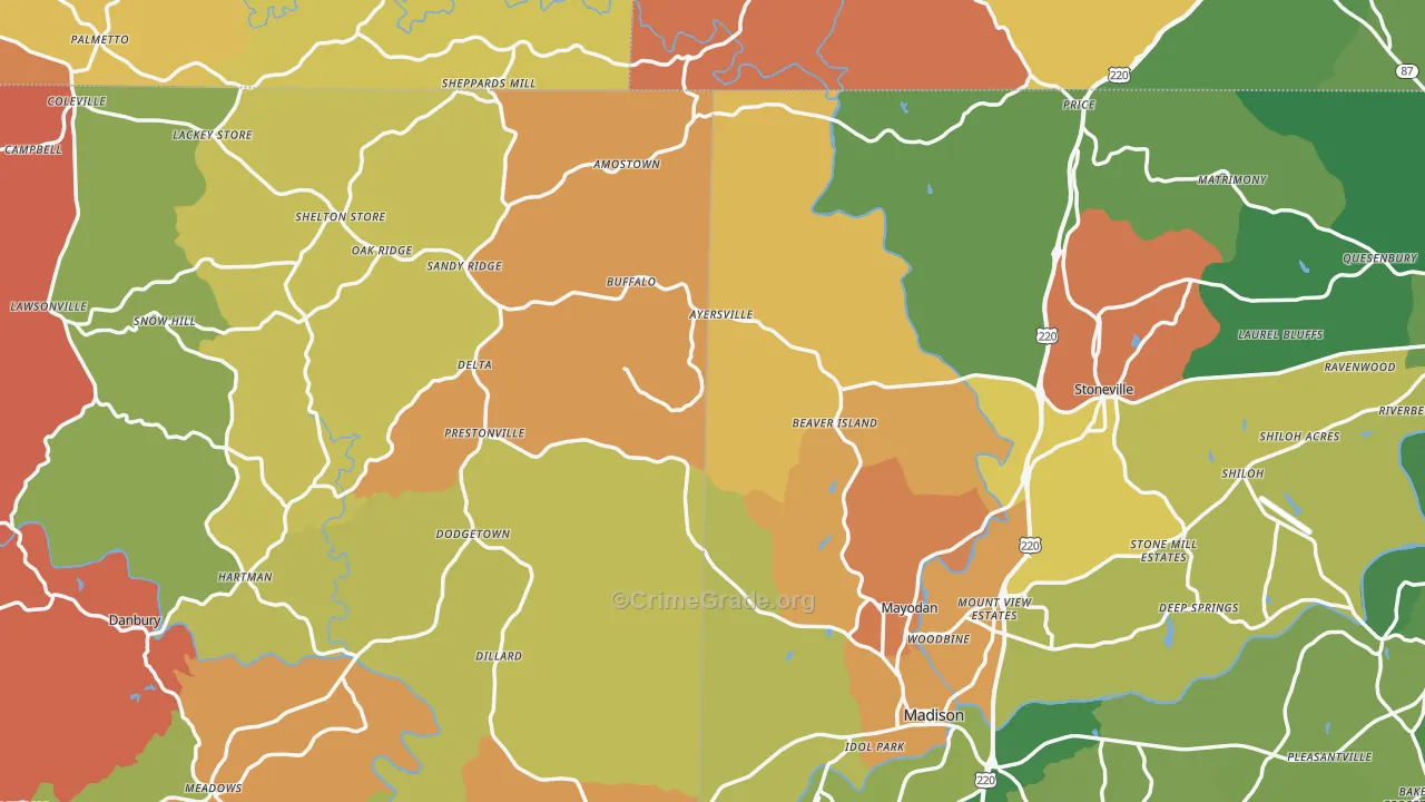 Lawsonville, NC Map of Drug-Related Crime Rates