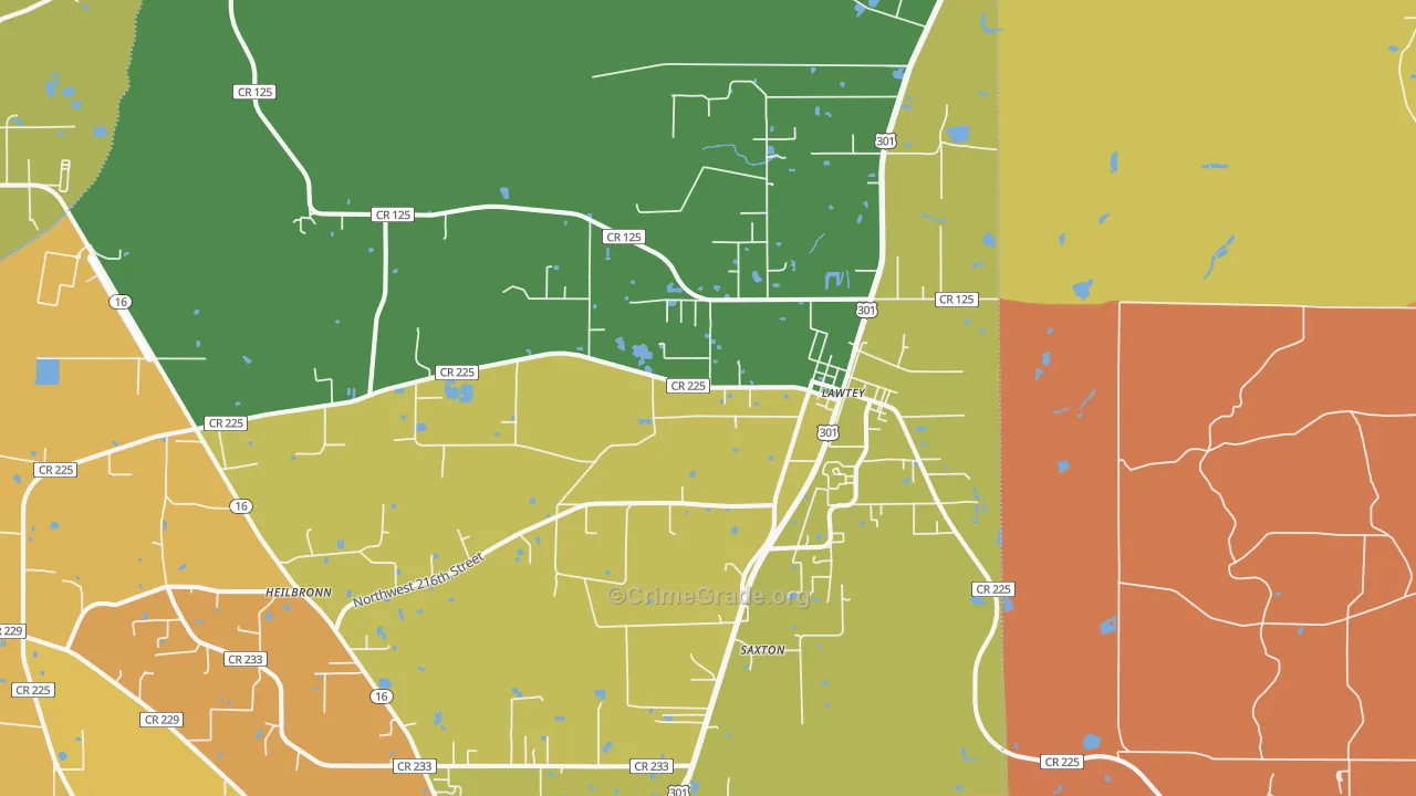 Lawtey, FL Map of Drug-Related Crime Rates