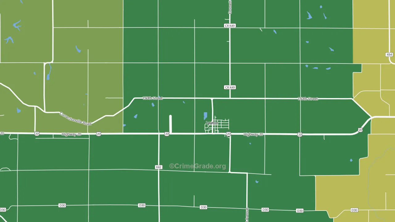 Lawton, IA Map of Drug-Related Crime Rates