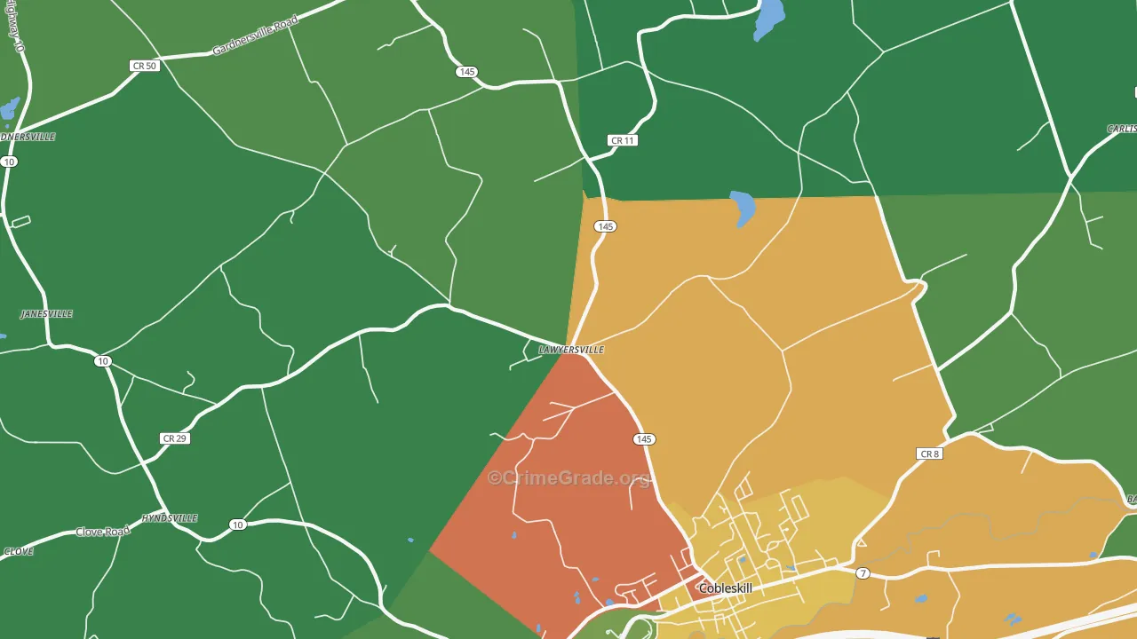 Lawyersville, NY Map of Drug-Related Crime Rates