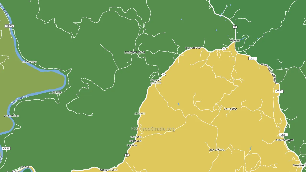 Layland, WV Map of Drug-Related Crime Rates