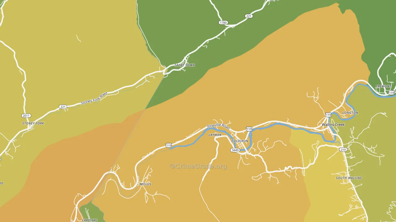 Layman, KY Map of Drug-Related Crime Rates