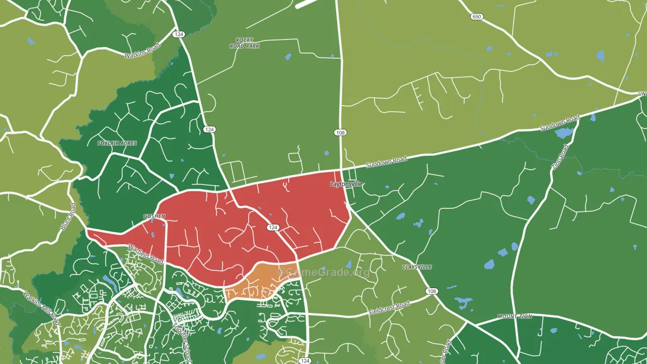 Laytonsville, MD Map of Drug-Related Crime Rates