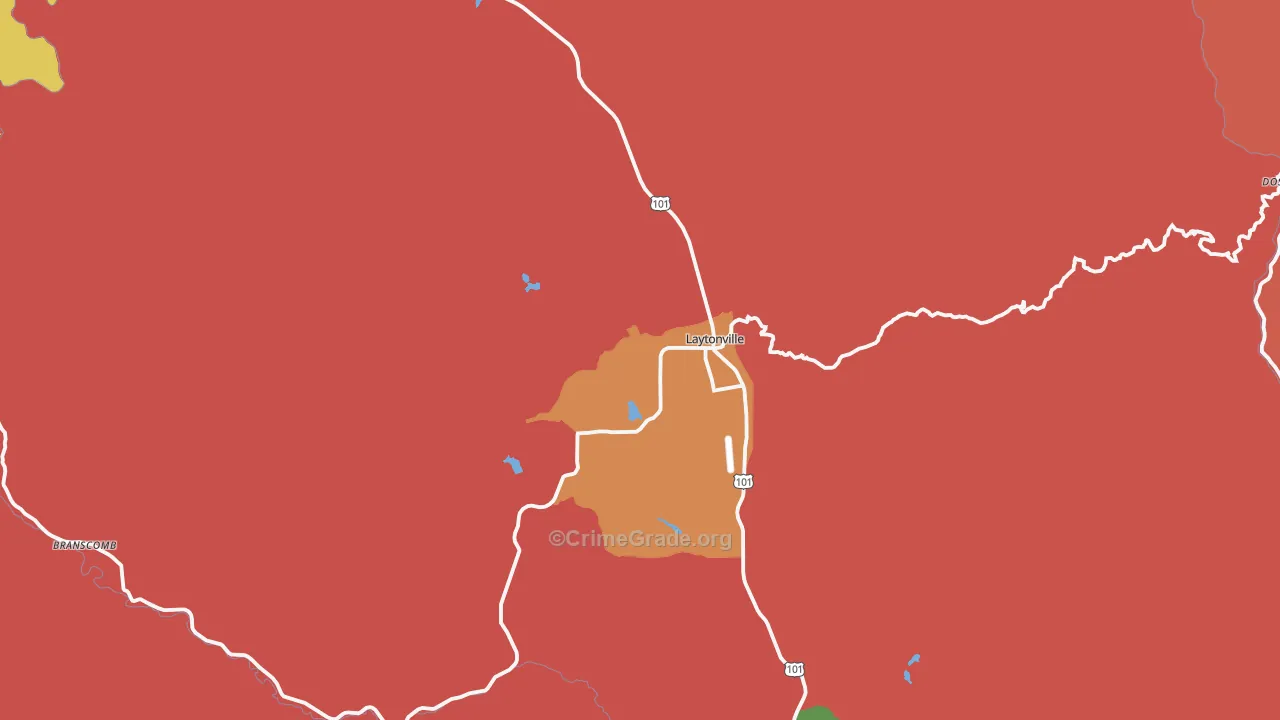 Laytonville, CA Map of Drug-Related Crime Rates