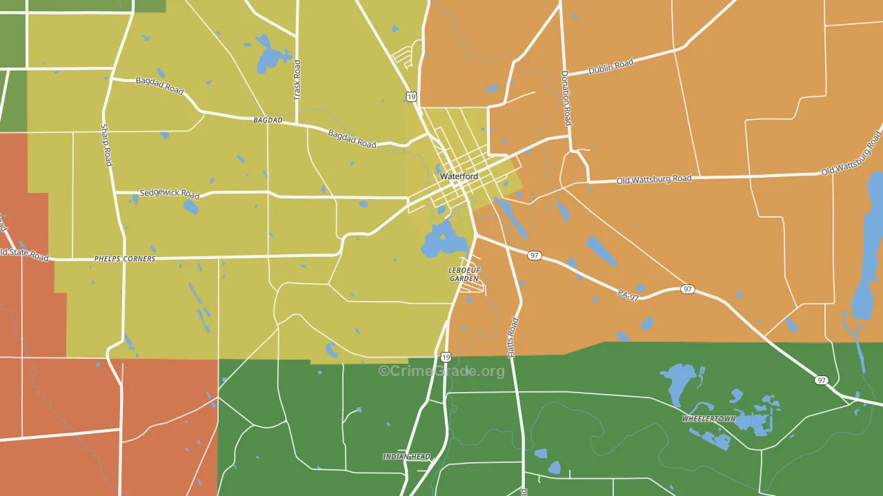 Le Boeuf Gardens, PA Map of Drug-Related Crime Rates