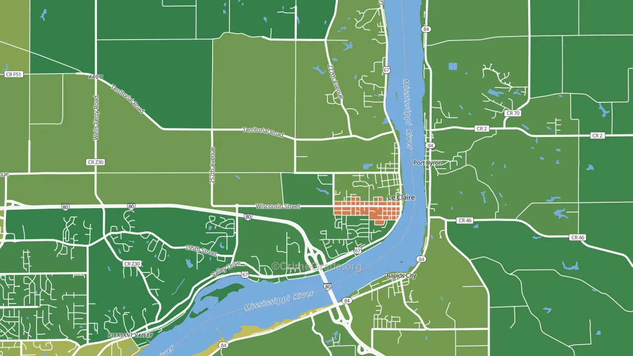 Le Claire, IA Map of Drug-Related Crime Rates