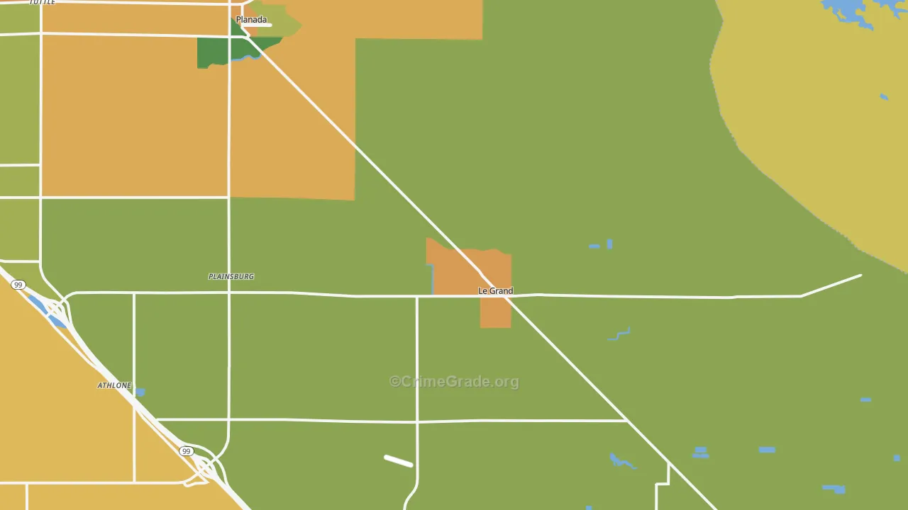 Le Grand, CA Map of Drug-Related Crime Rates