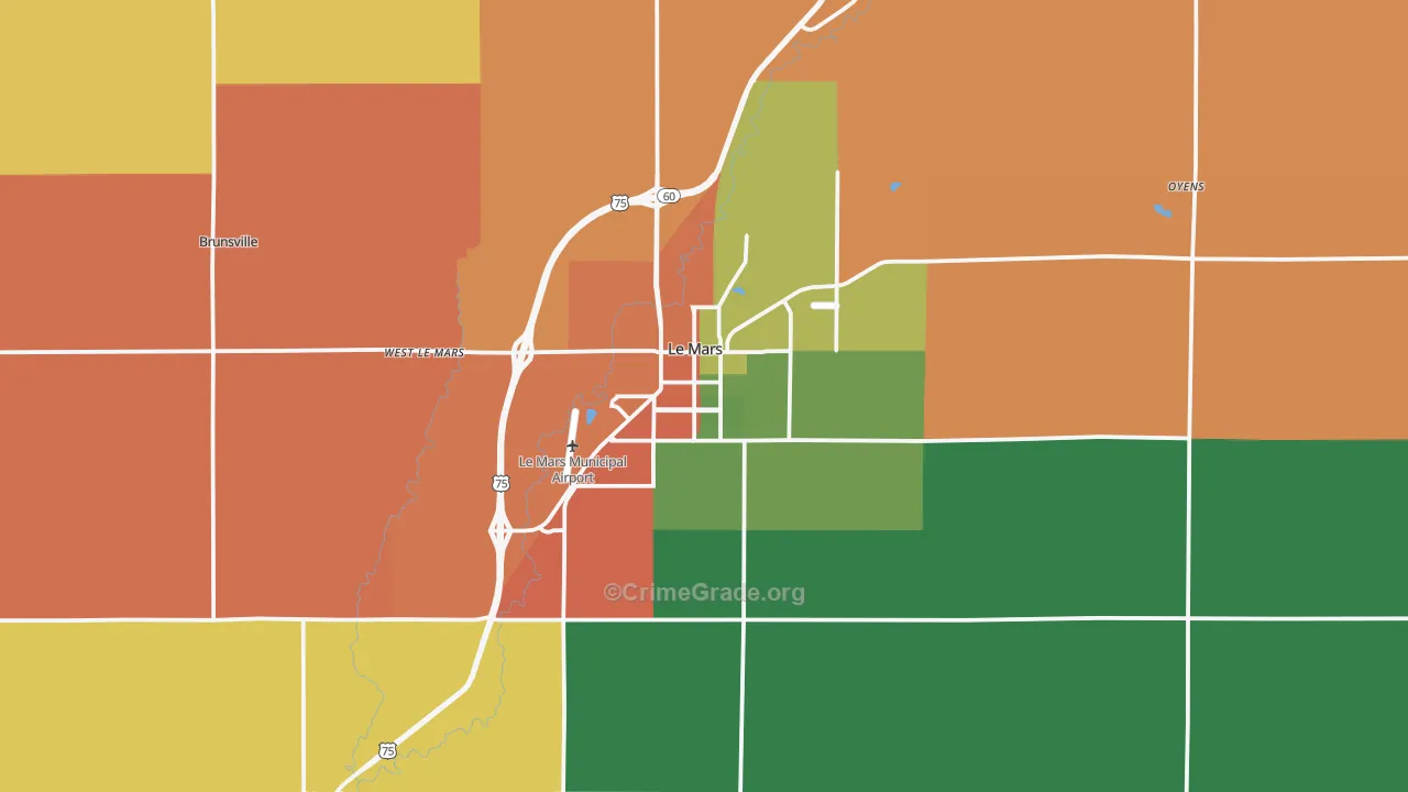 Le Mars, IA Map of Drug-Related Crime Rates