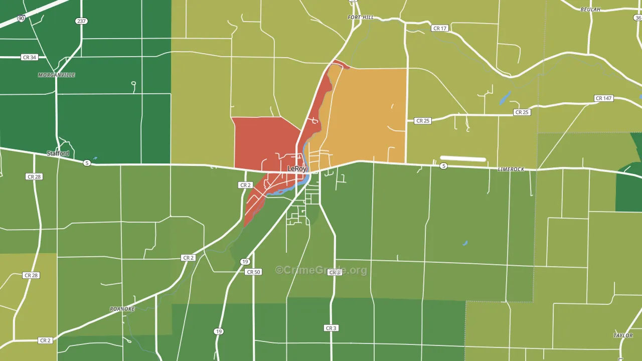Le Roy, NY Map of Drug-Related Crime Rates