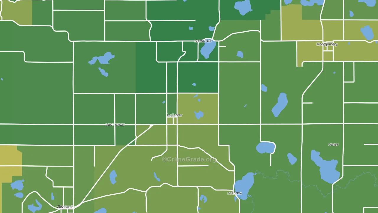 Le Sueur County, MN Map of Drug-Related Crime Rates