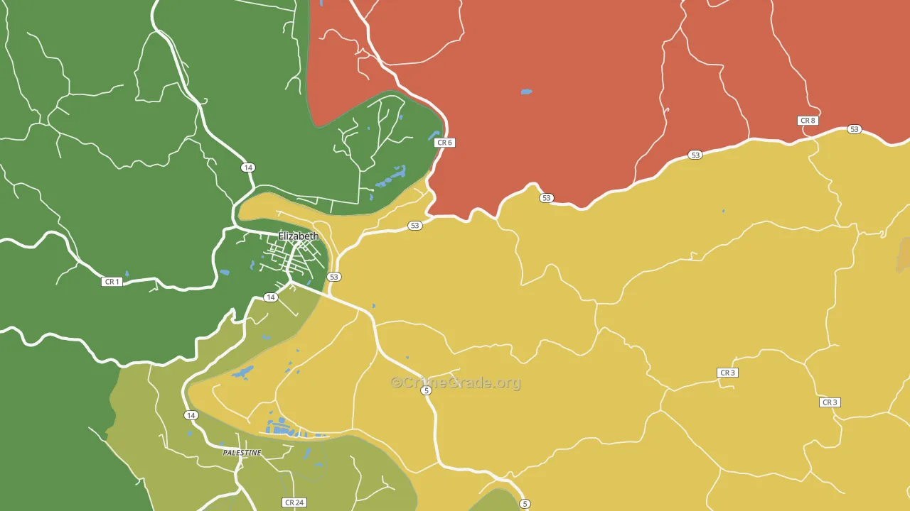 Leachtown, WV Map of Drug-Related Crime Rates