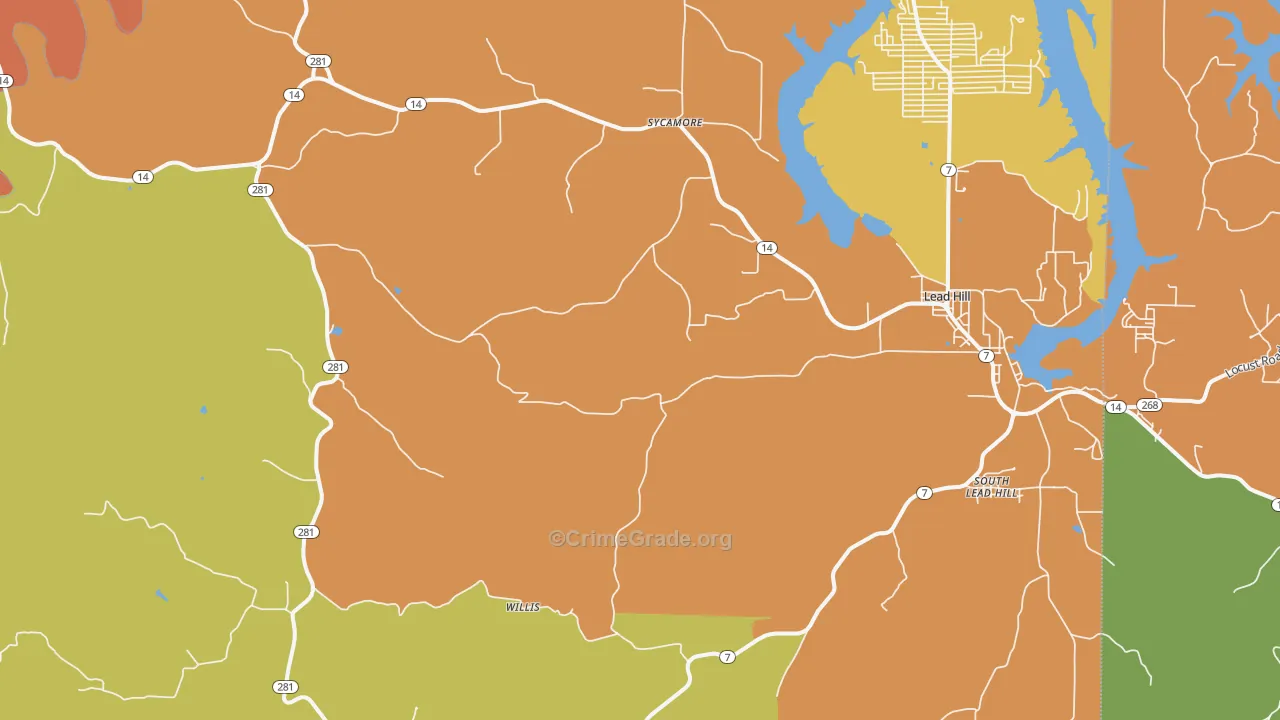 Lead Hill, AR Map of Drug-Related Crime Rates