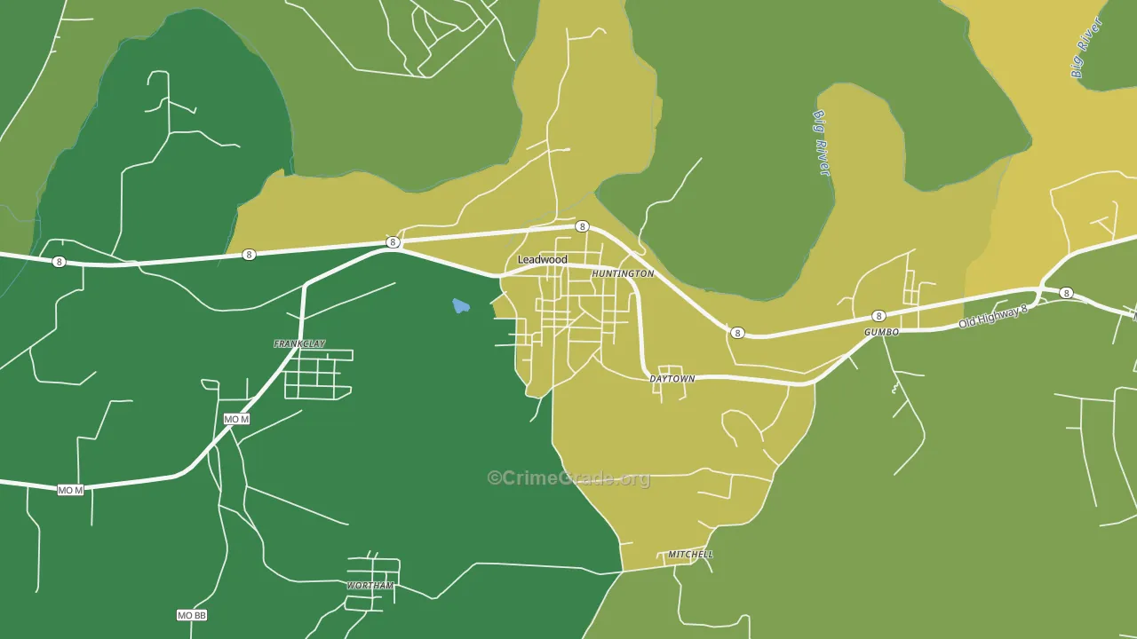 Leadwood, MO Map of Drug-Related Crime Rates