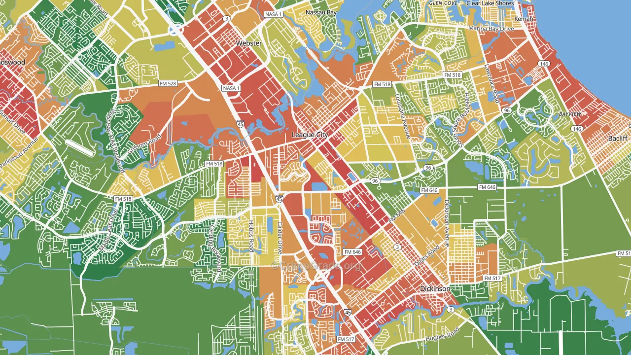 League City, TX Map of Drug-Related Crime Rates
