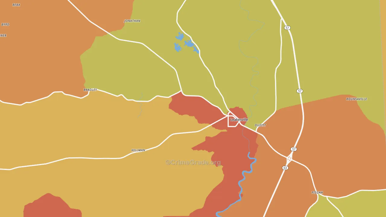 Leakesville, MS Map of Drug-Related Crime Rates