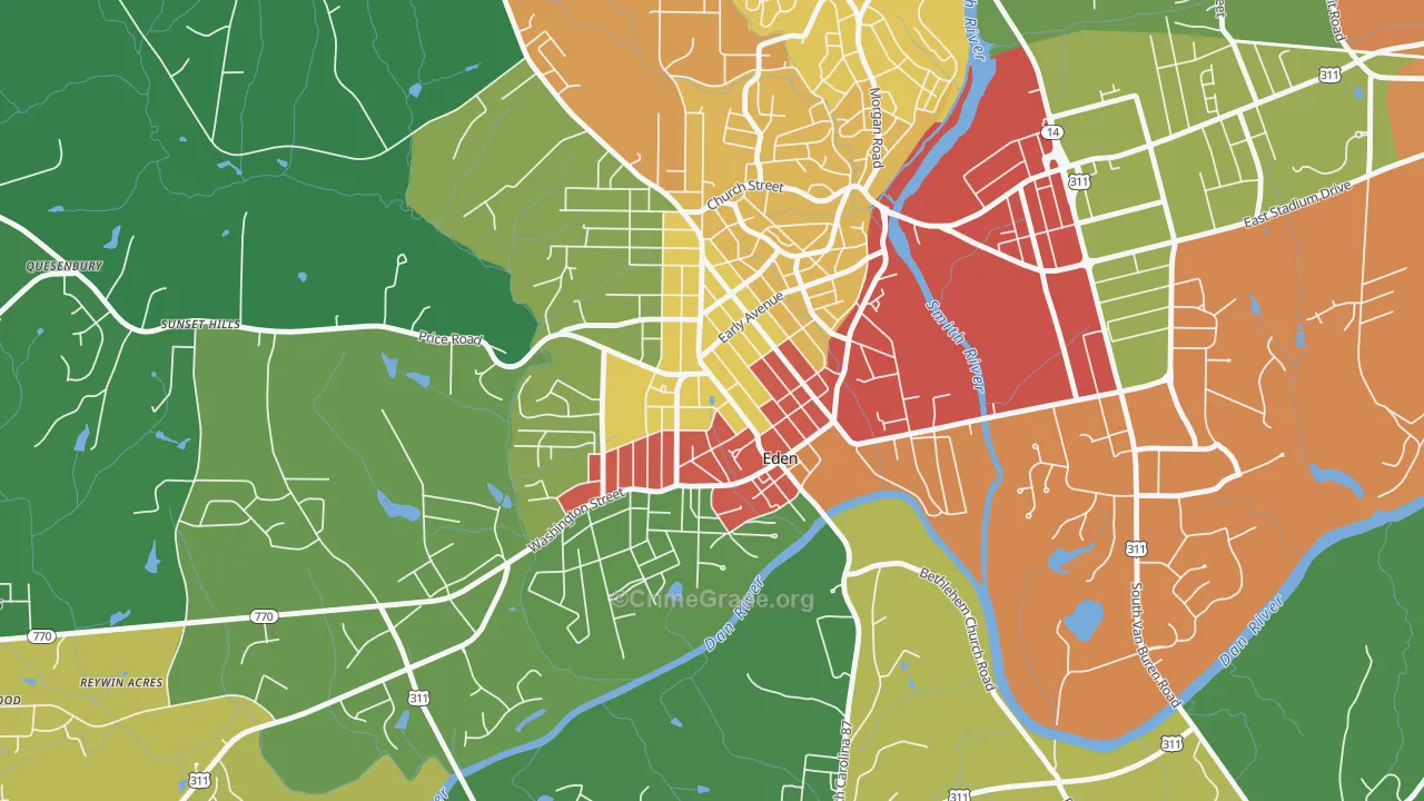 Leaksville, Eden, NC Map of Drug-Related Crime Rates