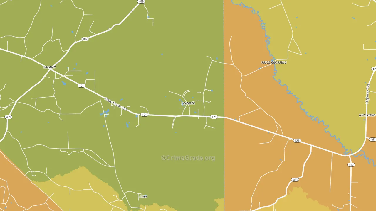 Leander, LA Map of Drug-Related Crime Rates