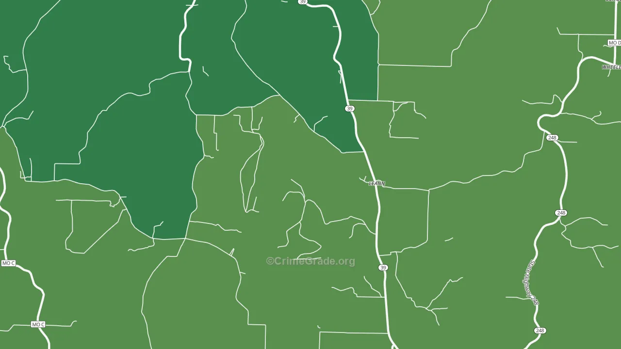 Leann, MO Map of Drug-Related Crime Rates