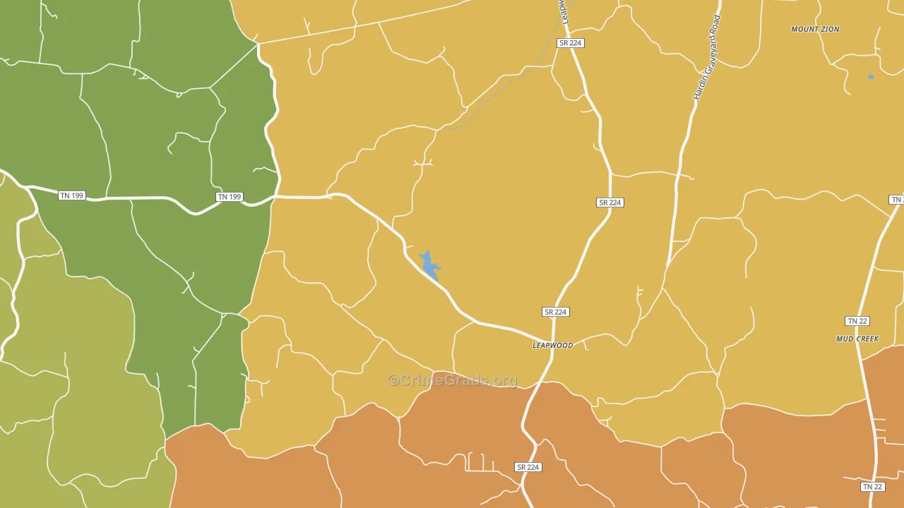 Leapwood, TN Map of Drug-Related Crime Rates